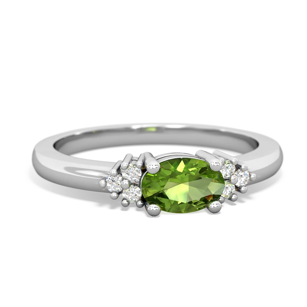 Peridot Simply Elegant East-West 14K White Gold ring R2480