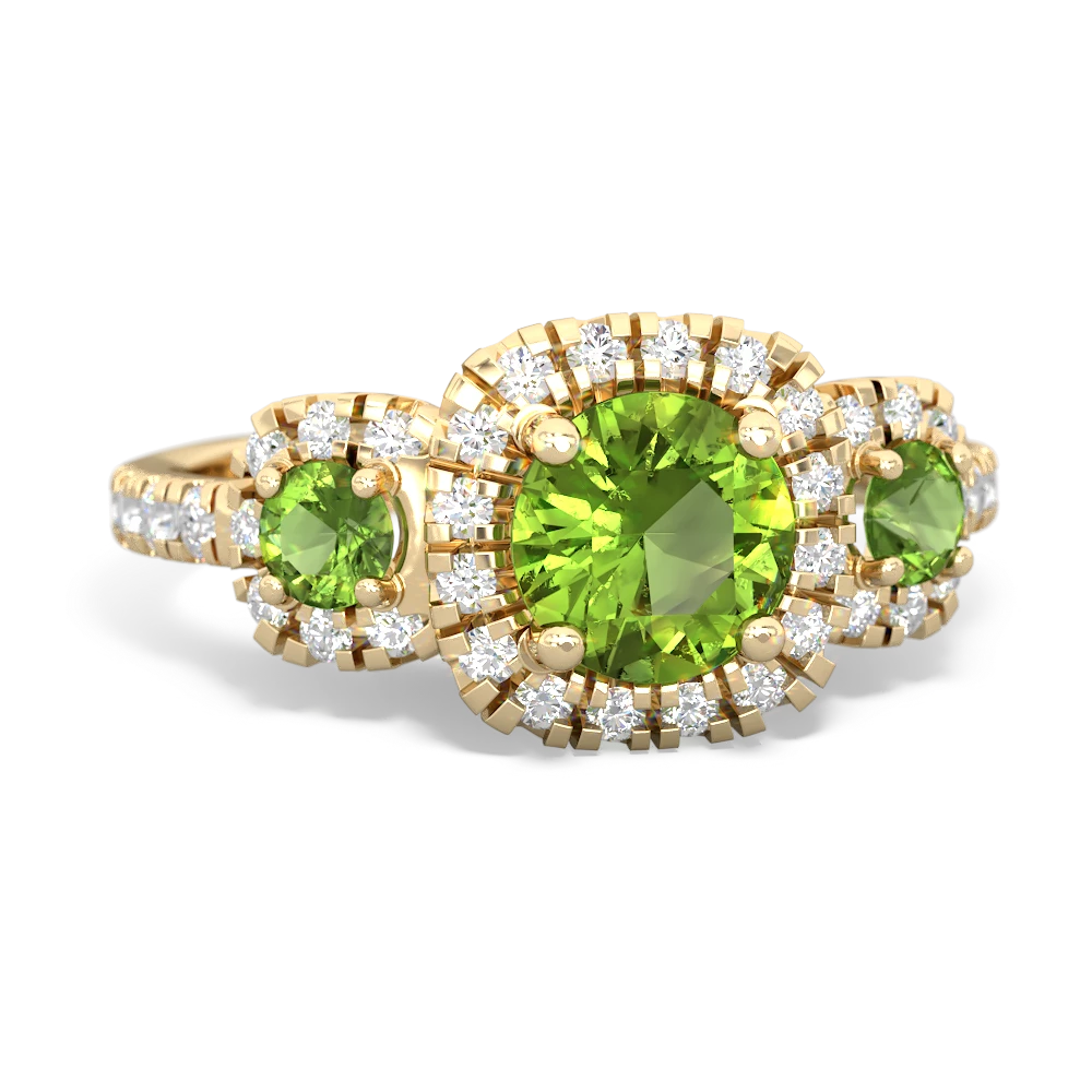 Peridot Regal Halo 14K Yellow Gold ring R5350