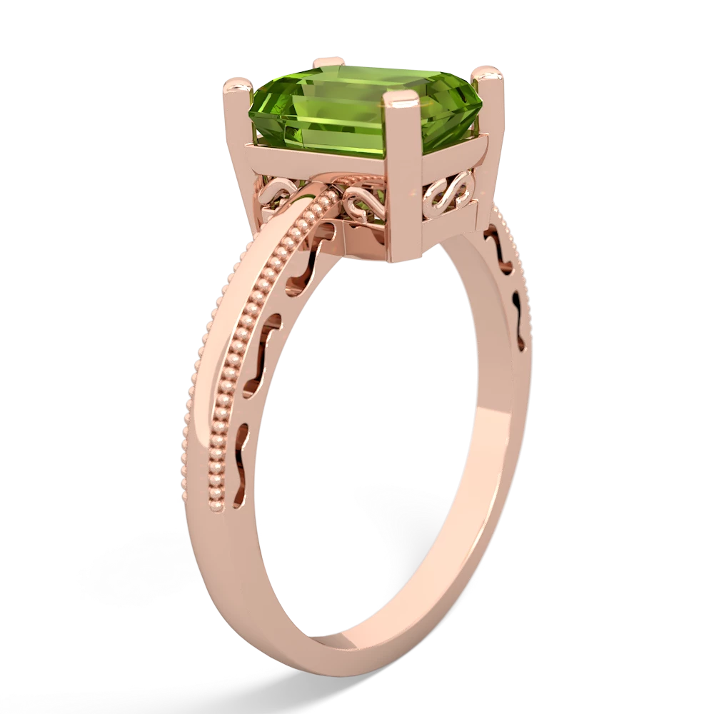 Peridot Milgrain Scroll 14K Rose Gold ring R2338