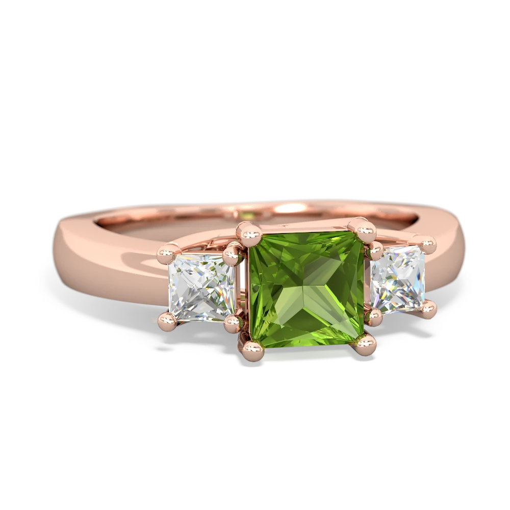 Peridot Three Stone Trellis 14K Rose Gold ring R4015