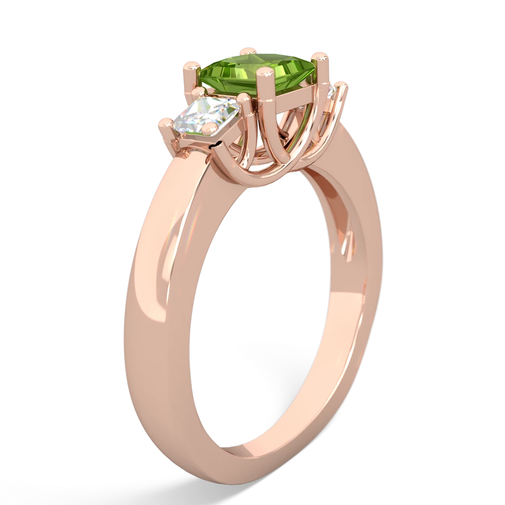 Peridot Three Stone Trellis 14K Rose Gold ring R4015