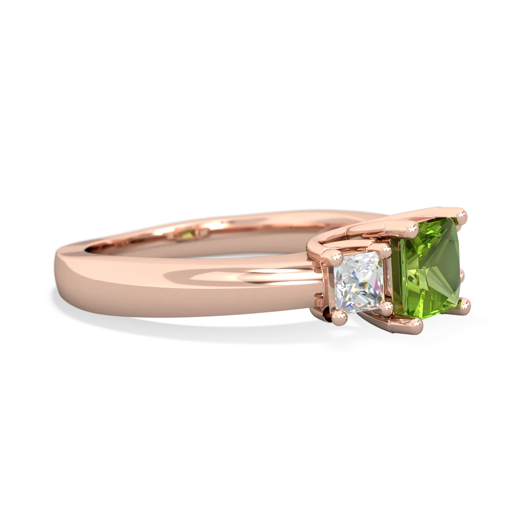 Peridot Three Stone Trellis 14K Rose Gold ring R4015