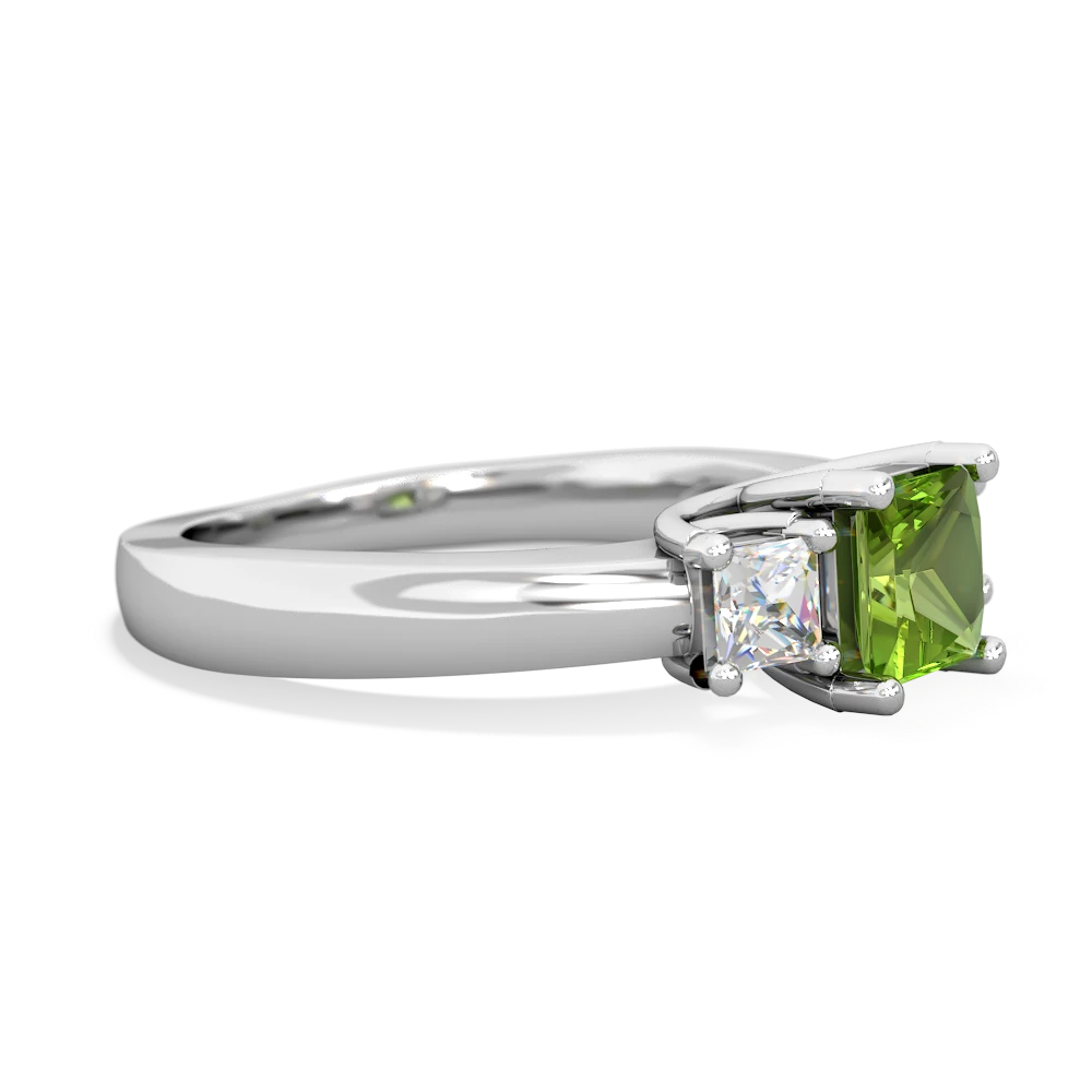 Peridot Three Stone Trellis 14K White Gold ring R4015