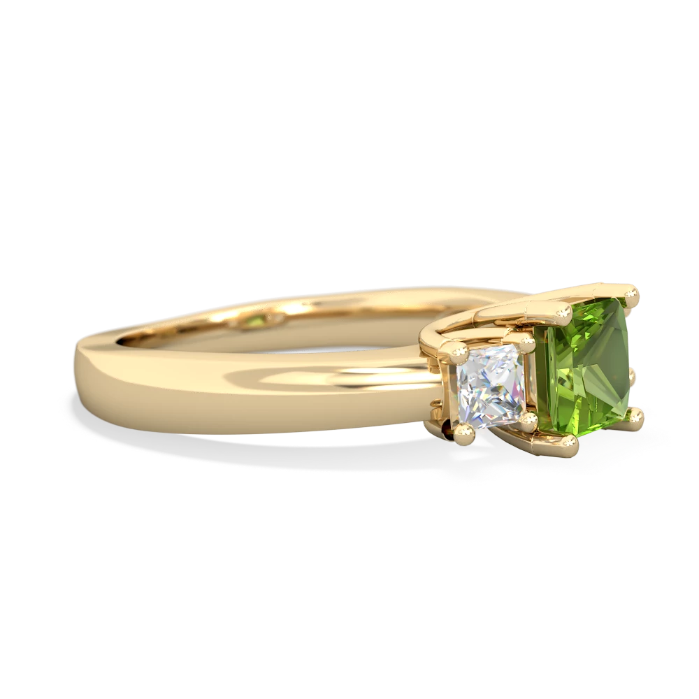 Peridot Three Stone Trellis 14K Yellow Gold ring R4015