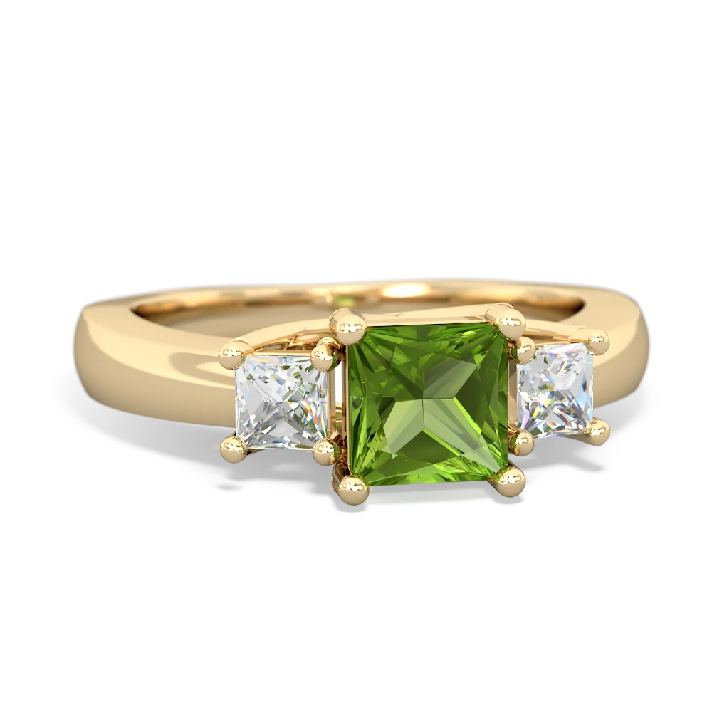 Peridot Three Stone Trellis 14K Yellow Gold ring R4015