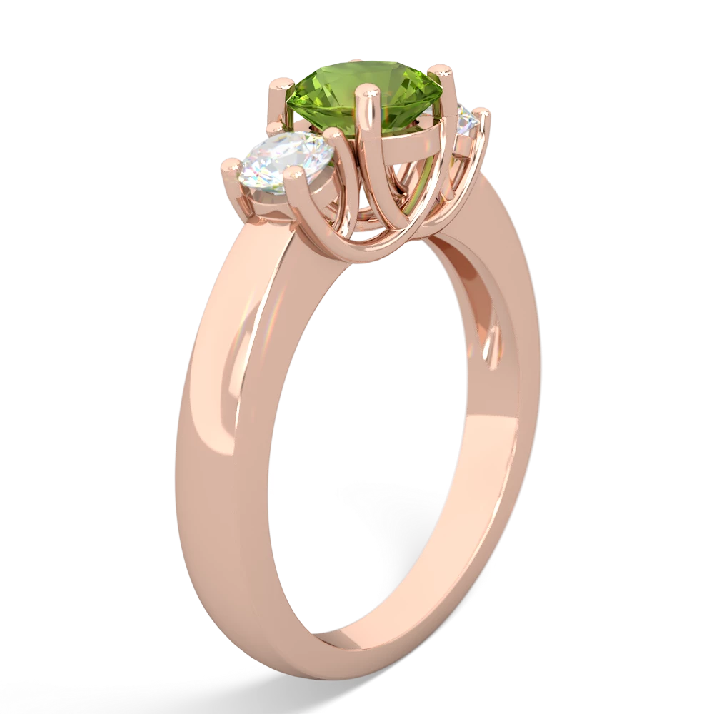 Peridot Diamond Three Stone Round Trellis 14K Rose Gold ring R4018