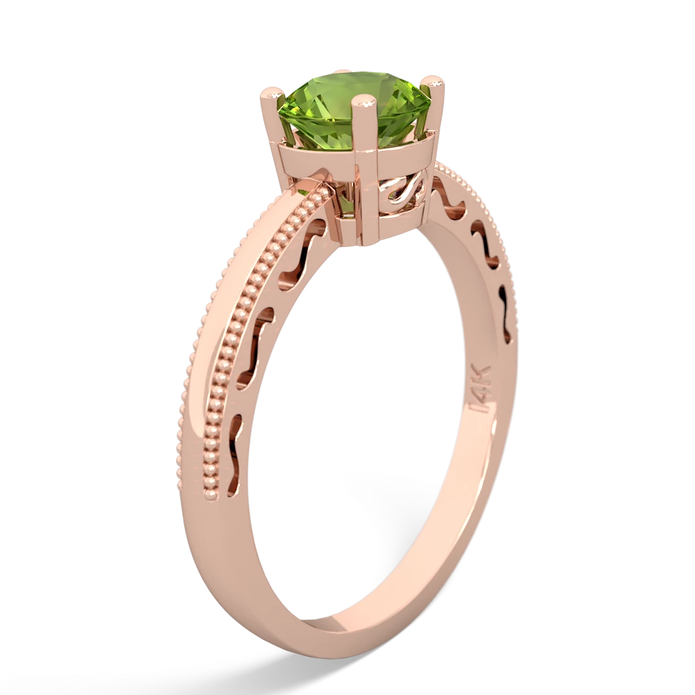 Peridot Milgrain Filigree 14K Rose Gold ring R5090