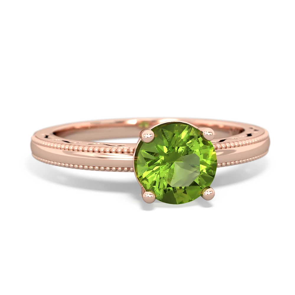 Peridot Milgrain Filigree 14K Rose Gold ring R5090