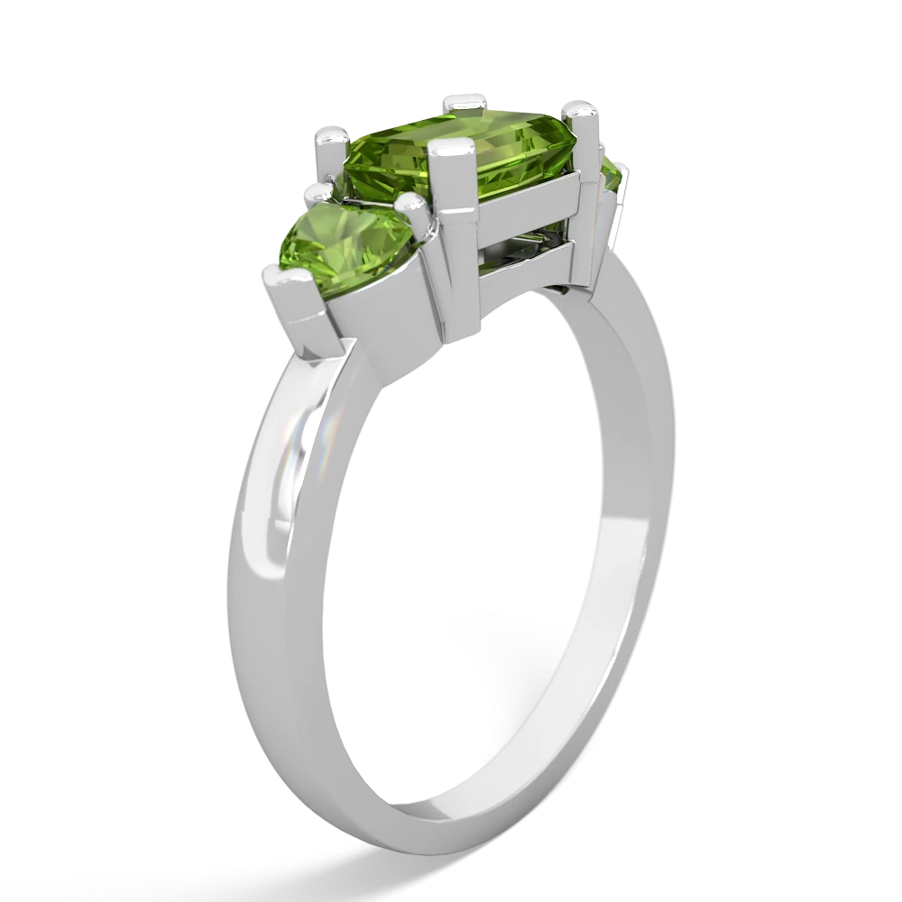 Peridot Three Stone 14K White Gold ring R5235