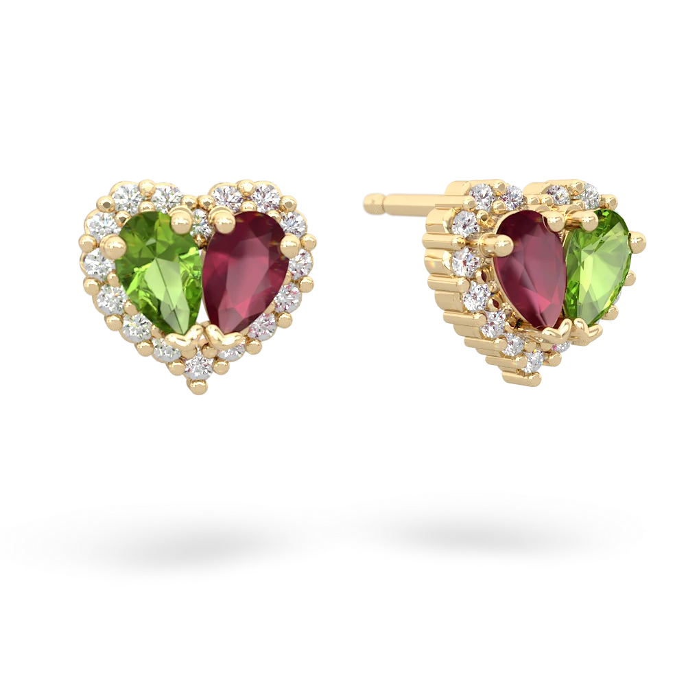Peridot Halo 14K Yellow Gold earrings E7008