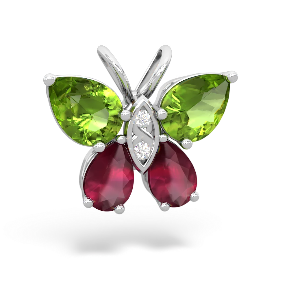 Peridot Butterfly 14K White Gold pendant P2215