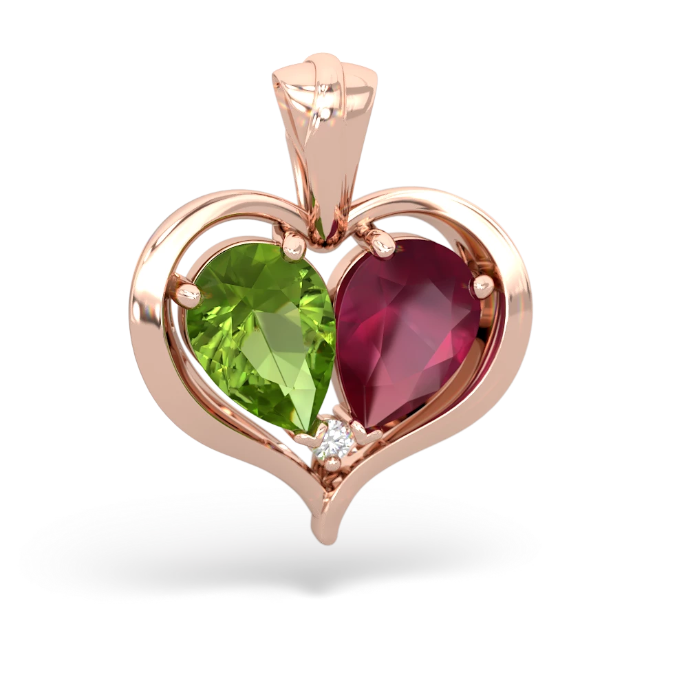 Peridot Two Become One 14K Rose Gold pendant P5330