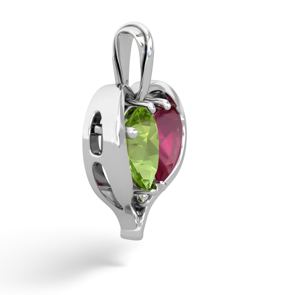 Peridot Two Become One 14K White Gold pendant P5330