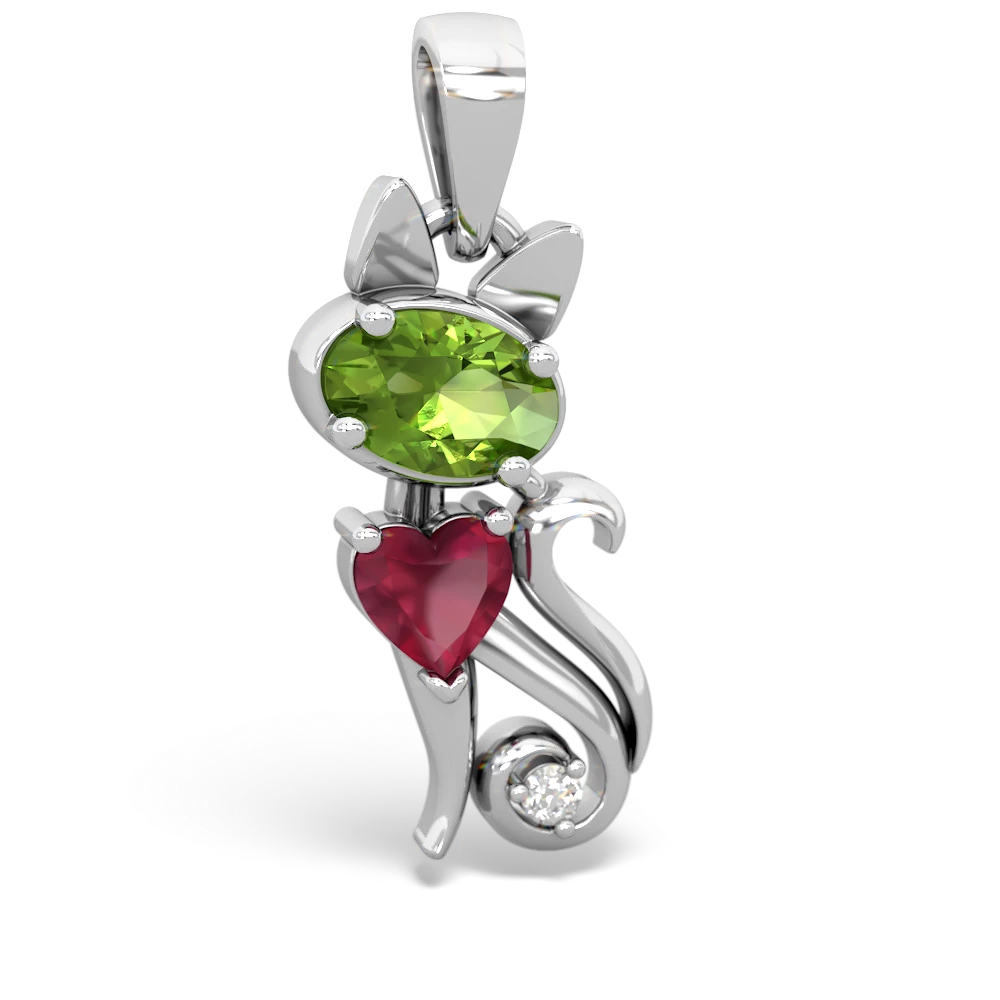 Peridot Kitten 14K White Gold pendant P5780