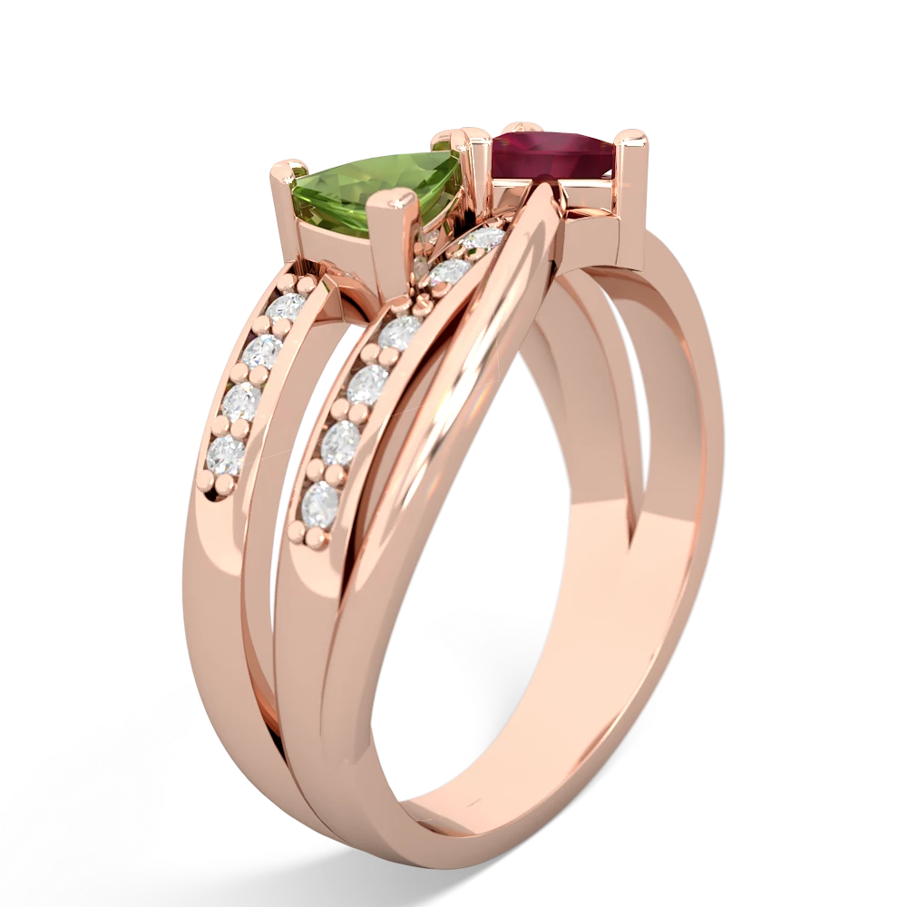 Peridot Bowtie 14K Rose Gold ring R2360