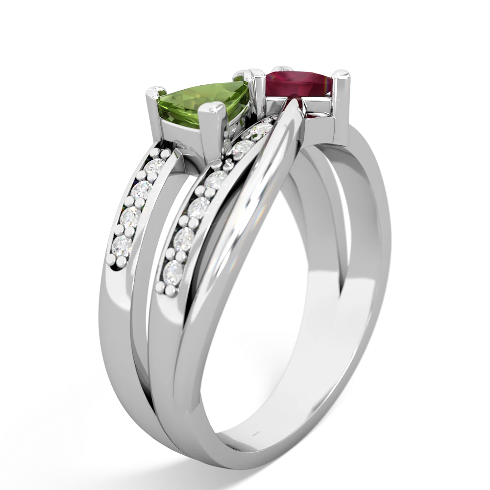 Peridot Bowtie 14K White Gold ring R2360