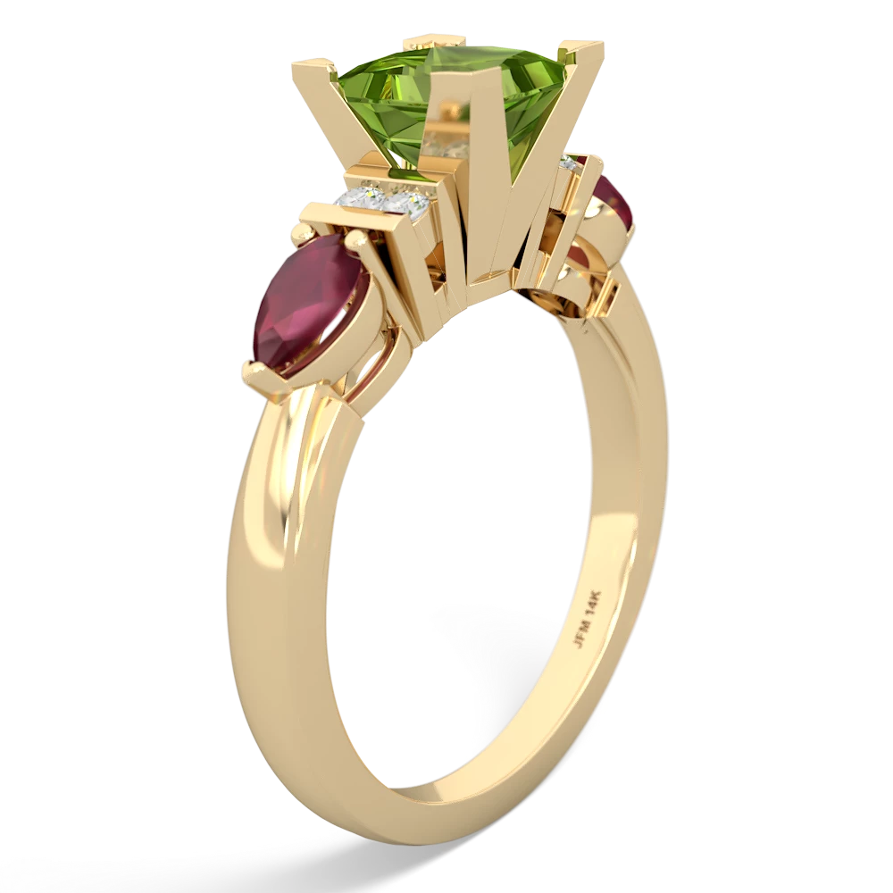 Peridot 6Mm Princess Eternal Embrace Engagement 14K Yellow Gold ring C2002