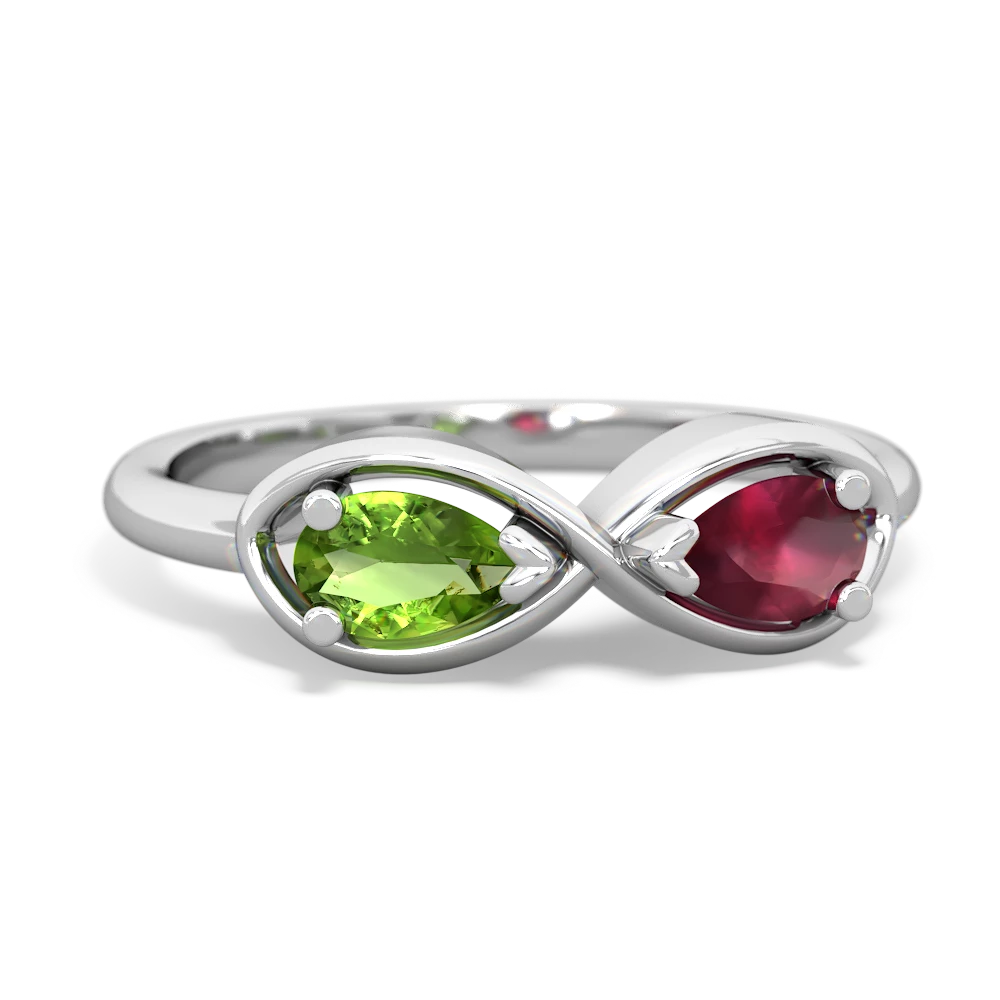 Peridot Infinity 14K White Gold ring R5050