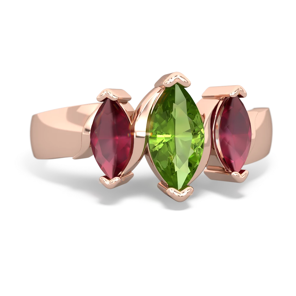 Peridot Three Peeks 14K Rose Gold ring R2433