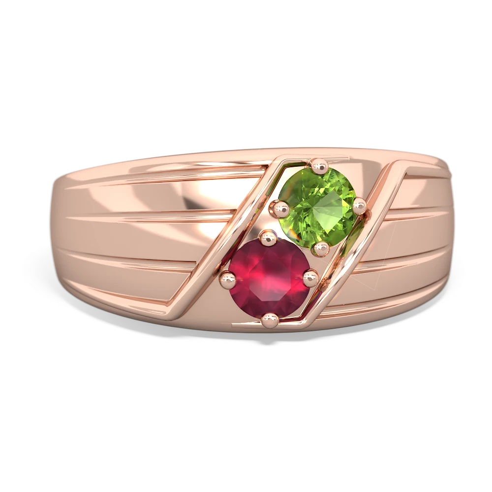 Peridot Men's Streamline 14K Rose Gold ring R0460