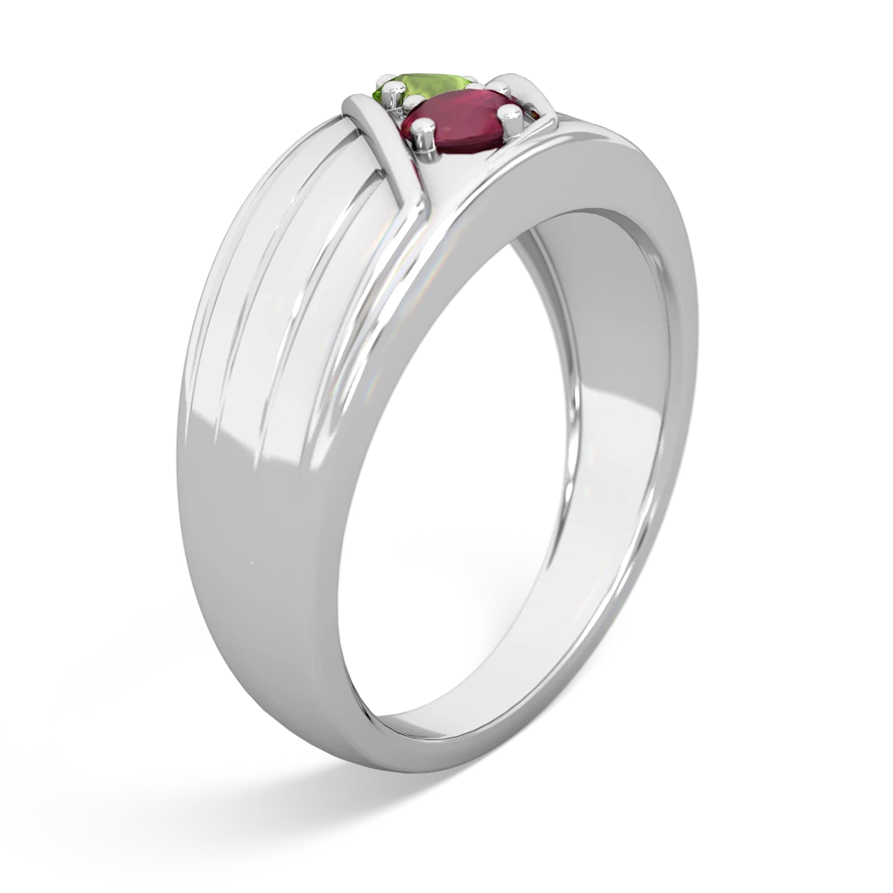 Peridot Men's Streamline 14K White Gold ring R0460