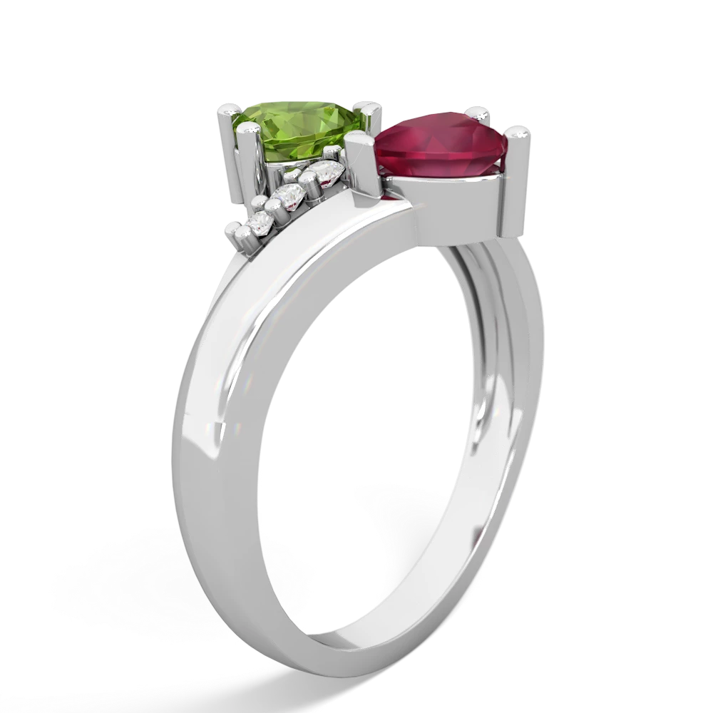 Peridot Heart To Heart 14K White Gold ring R2064