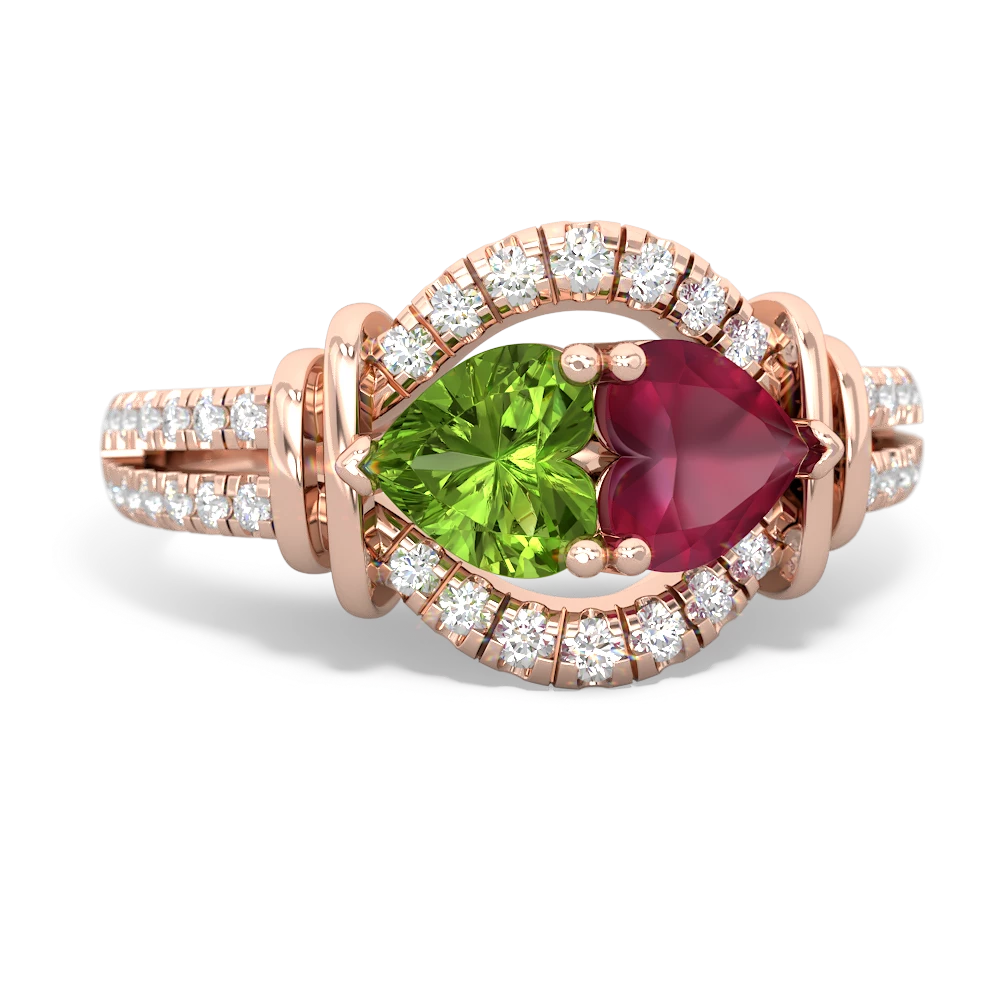 Peridot Art-Deco Keepsake 14K Rose Gold ring R5630