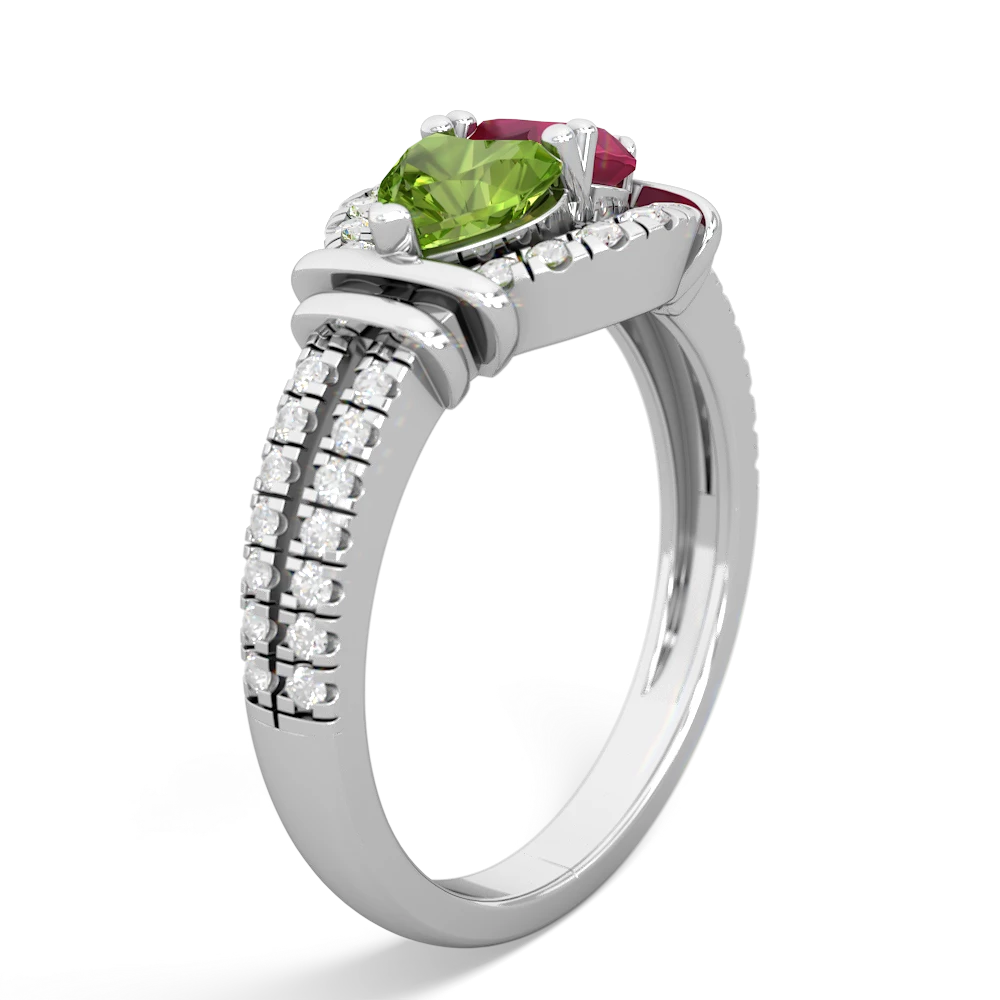 Peridot Art-Deco Keepsake 14K White Gold ring R5630