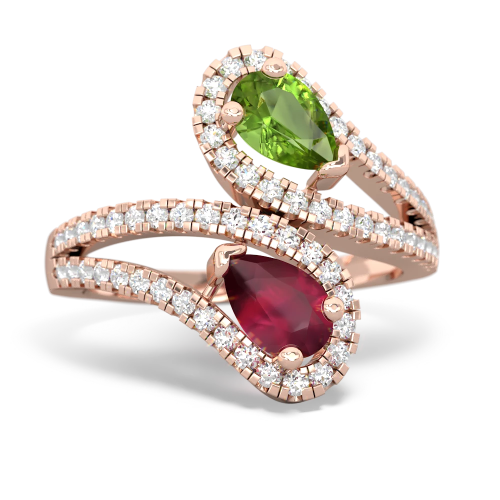 Peridot Diamond Dazzler 14K Rose Gold ring R3000