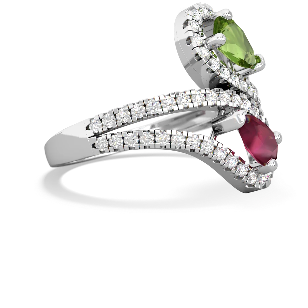 Peridot Diamond Dazzler 14K White Gold ring R3000