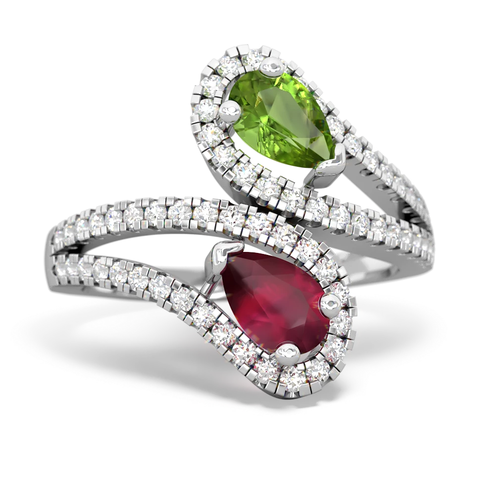 Peridot Diamond Dazzler 14K White Gold ring R3000