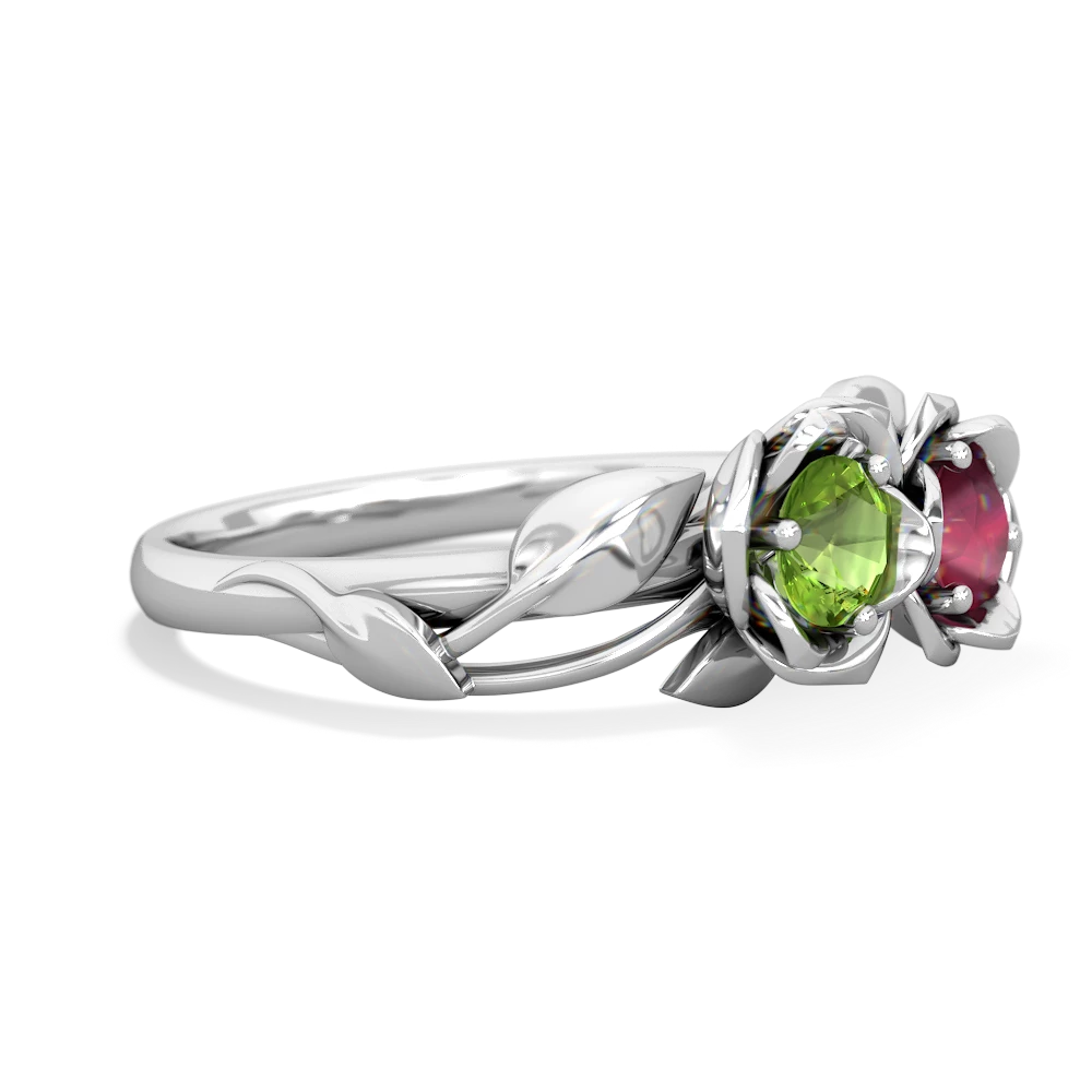 Peridot Rose Garden 14K White Gold ring R5510