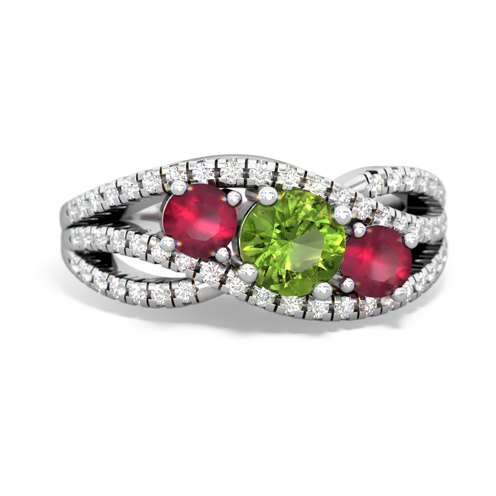 Peridot Three Stone Aurora 14K White Gold ring R3080