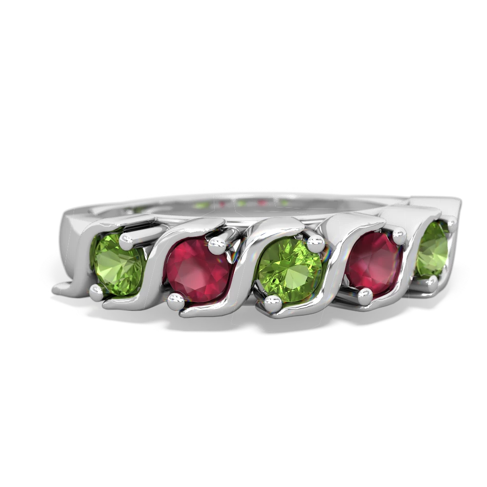 Peridot Anniversary Band 14K White Gold ring R2089