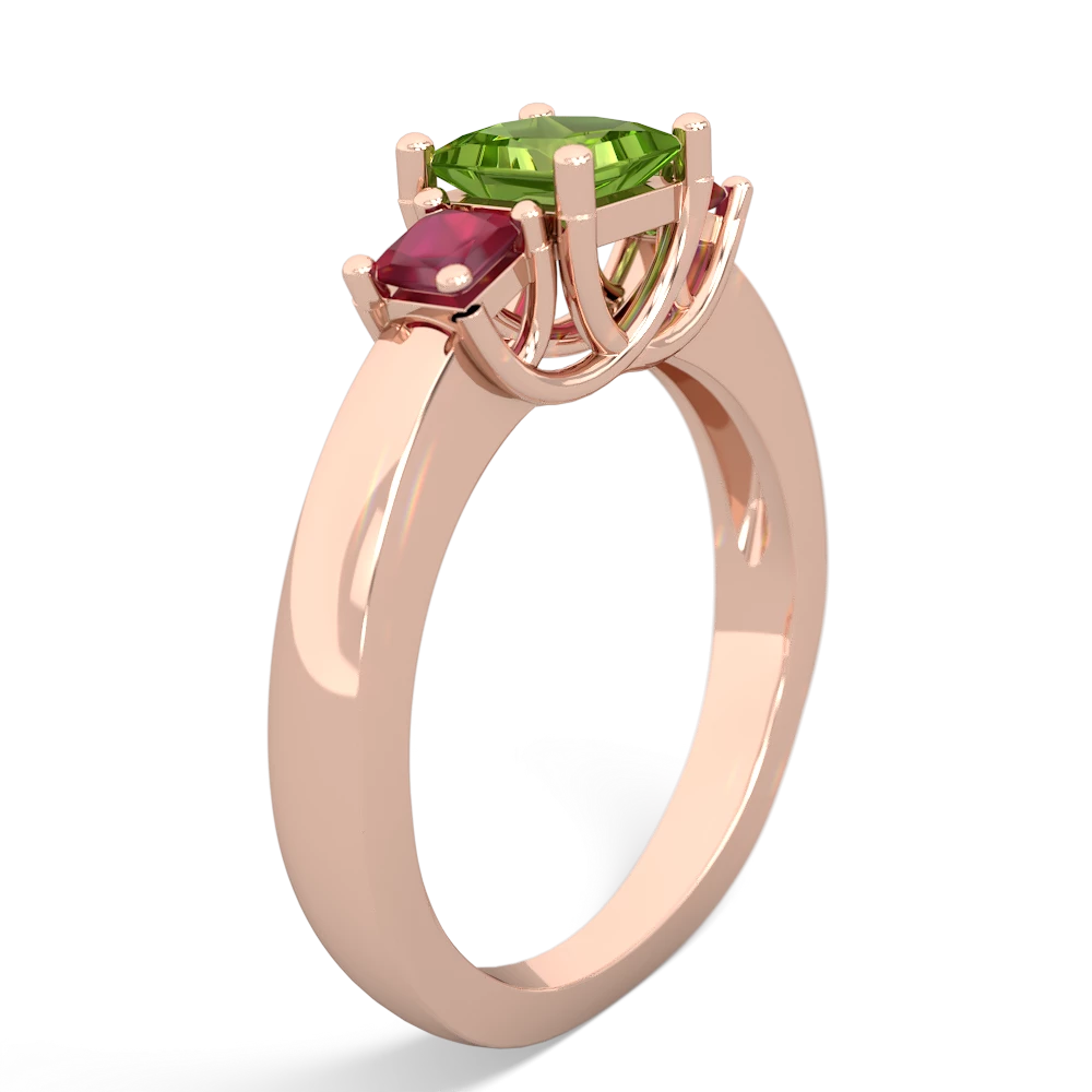 Peridot Three Stone Trellis 14K Rose Gold ring R4015