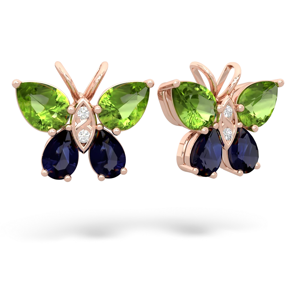 Peridot Butterfly 14K Rose Gold earrings E2215