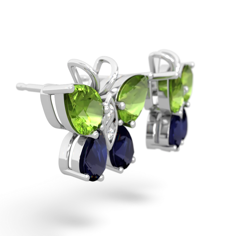 Peridot Butterfly 14K White Gold earrings E2215