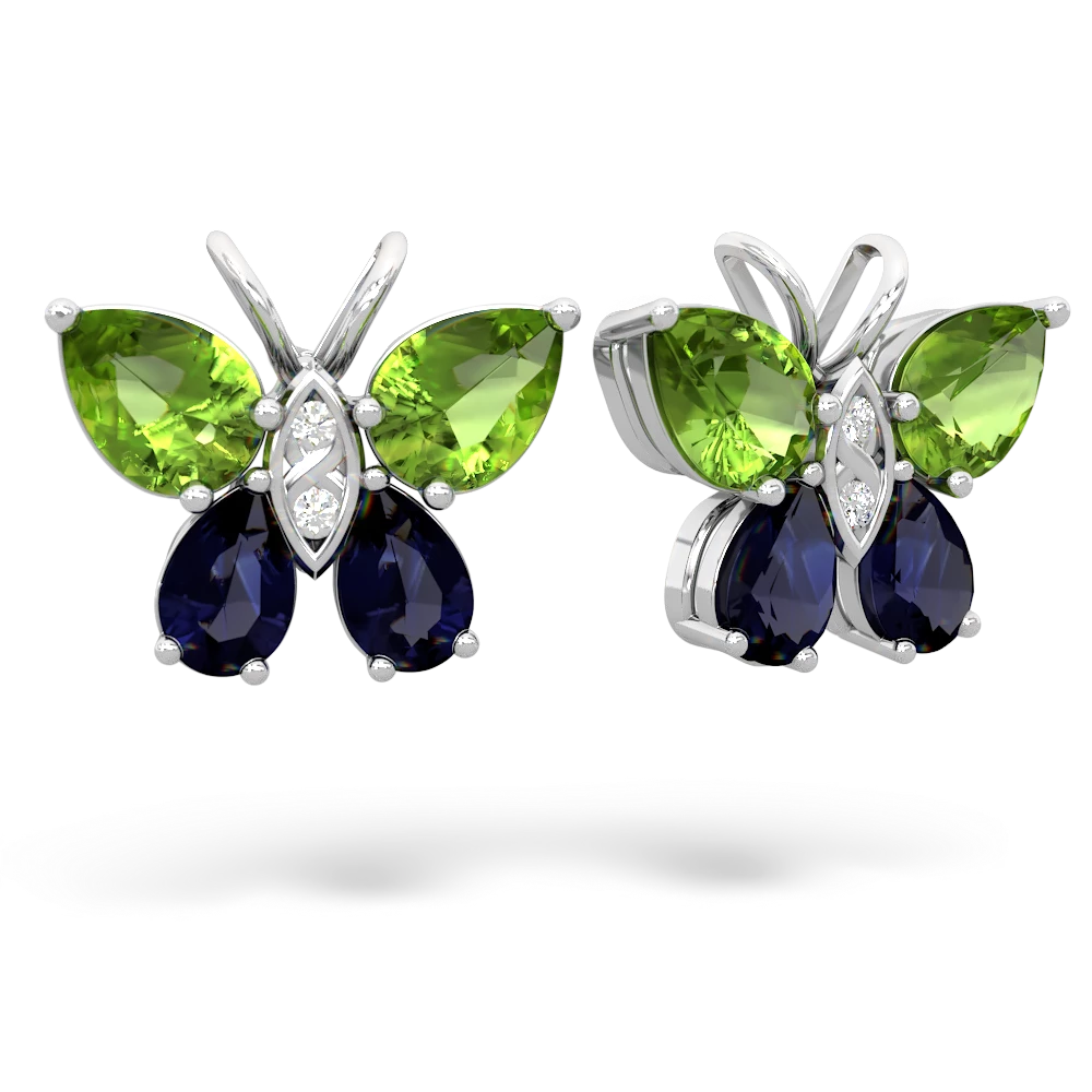 Peridot Butterfly 14K White Gold earrings E2215