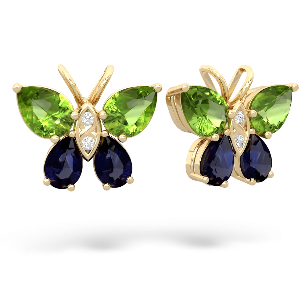 Peridot Butterfly 14K Yellow Gold earrings E2215