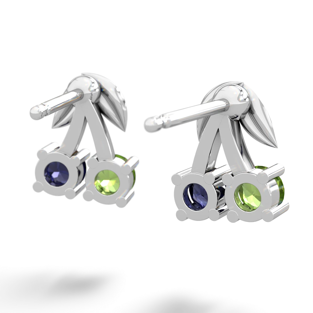 Peridot Sweet Cherries 14K White Gold earrings E7001