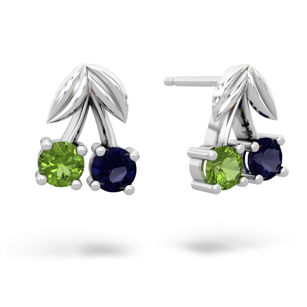 Peridot Sweet Cherries 14K White Gold earrings E7001