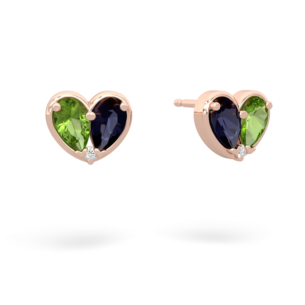 Peridot 'Our Heart' 14K Rose Gold earrings E5072