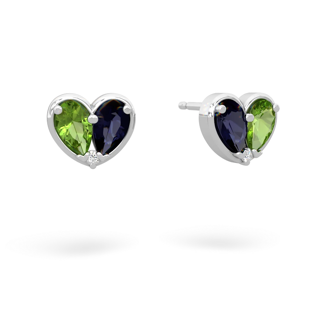 Peridot 'Our Heart' 14K White Gold earrings E5072