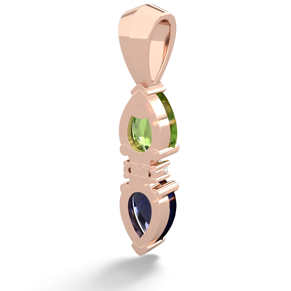Peridot Bowtie Drop 14K Rose Gold pendant P0865