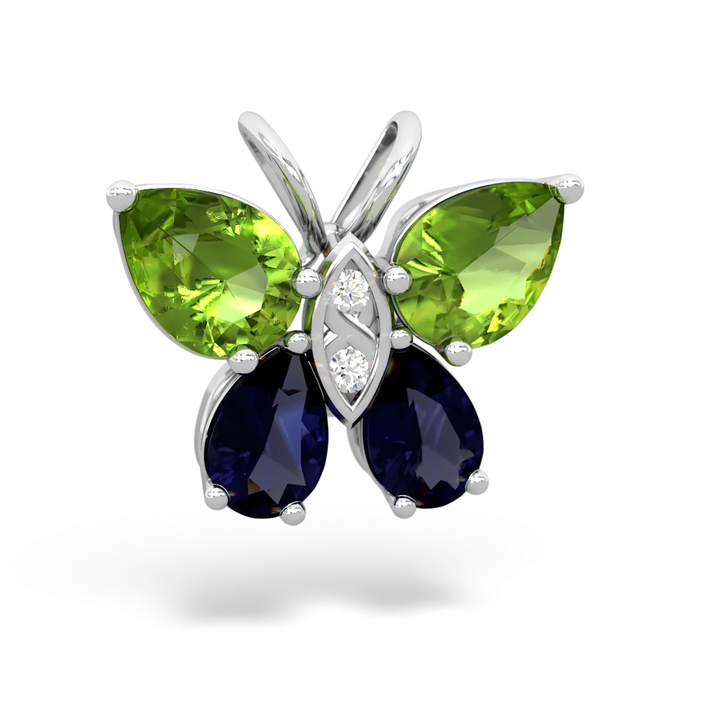 Peridot Butterfly 14K White Gold pendant P2215