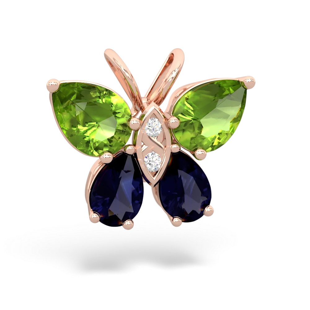 Peridot Butterfly 14K Rose Gold pendant P2215