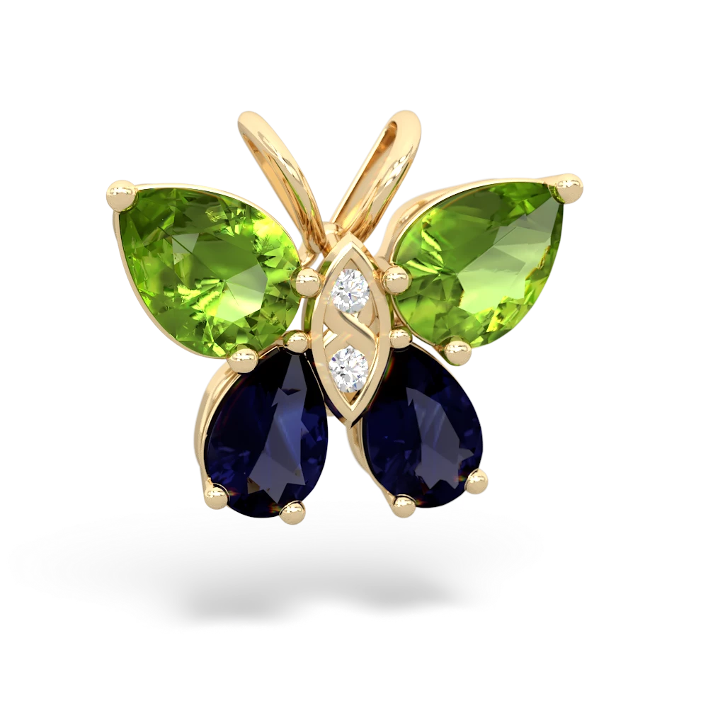 Peridot Butterfly 14K Yellow Gold pendant P2215