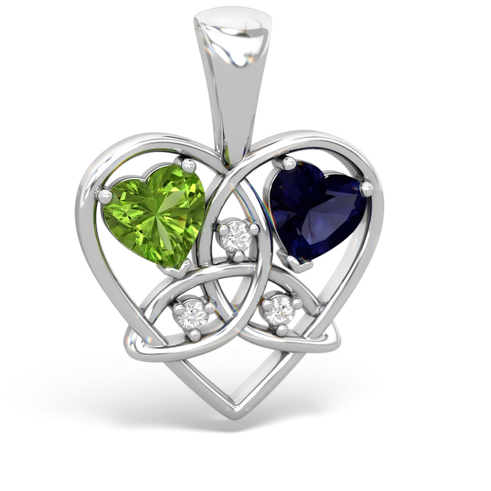 Peridot Celtic Trinity Heart 14K White Gold pendant P5331