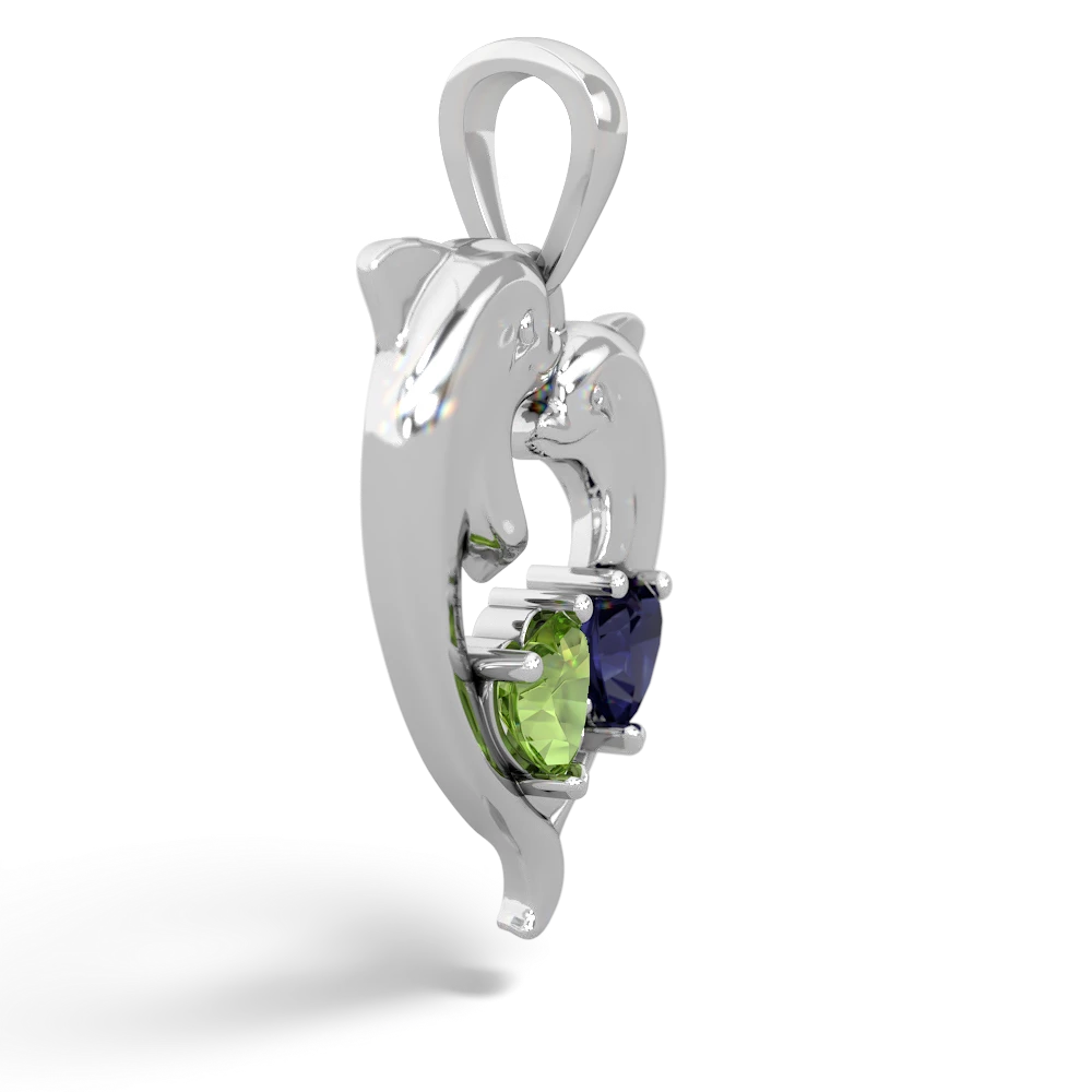 Peridot Dolphin Heart 14K White Gold pendant P5820