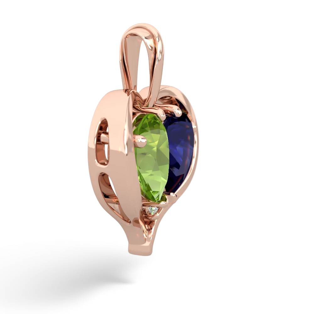 Peridot Two Become One 14K Rose Gold pendant P5330